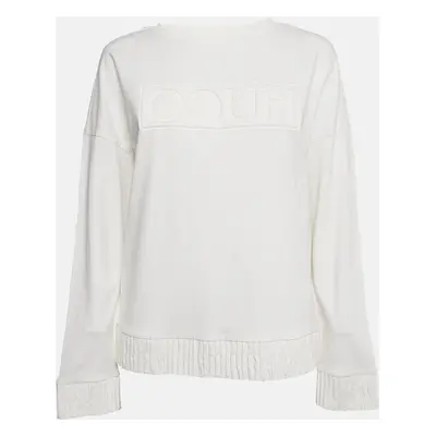 Hugo Boss Off-White Cotton HD Effect Logo Detail Sweatshirt