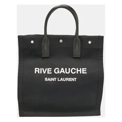 Saint Laurent Black Canvas and Leather North South Rive Gauche Tote