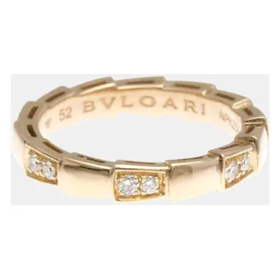 Bvlgari 18K Rose Gold and Diamond Serpenti Viper Band Ring EU