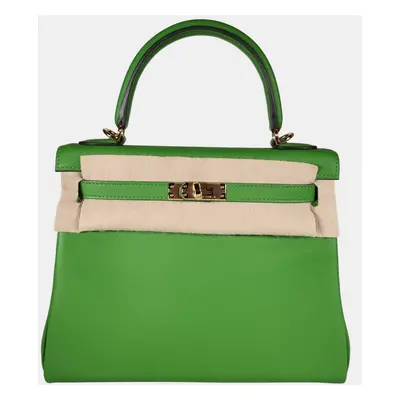 Hermes Vert Yucca Swift Leather Kelly bag GHW