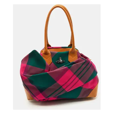 Vivienne Westwood Multicolor Check Canvas and Leather Satchel