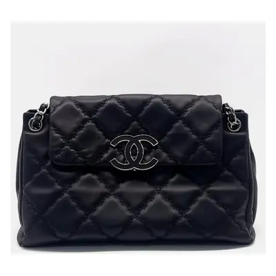 Chanel Black Leather Hampton Stitch Shoulder Bag