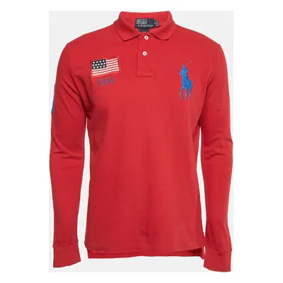 Polo Ralph Lauren Vintage Red Embroidered Cotton Custom Fit Polo T-Shirt