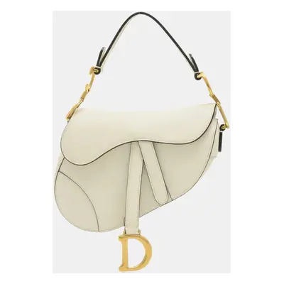 Christian Dior White Leather Saddle Shoulder Bag