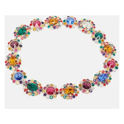 Miu Miu Rebels Multicolor Crystal Silver Tone Necklace