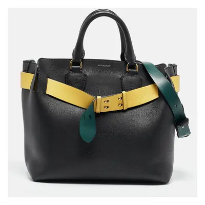 Burberry Black/Yellow Leather Belt Tote