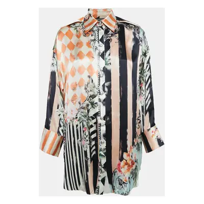 Balmain Multicolor Printed Satin Silk Shirt