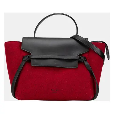 Celine Red Mini Felt and Calfskin Belt Satchel