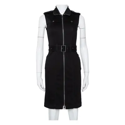 Burberry Brit Black Denim Belted Zipper Front Short Dress