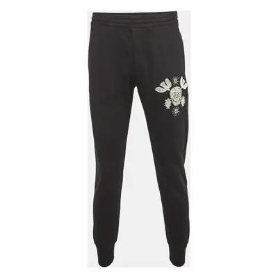 Alexander McQueen Black Embroidered Rib Knit Joggers