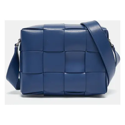 Bottega Veneta Navy Blue Intrecciato Leather Cassette Crossbody Bag