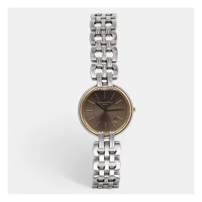 Christian Dior Silvered Brown Two-Tone Stainless Steel