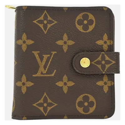 Louis Vuitton Brown Monogram Canvas Compact Zip Wallet