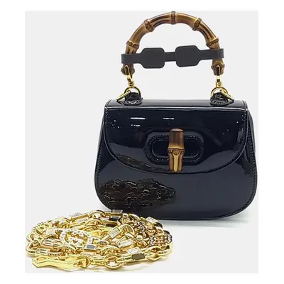 Gucci Black Leather Patent Mini Top Handle Bag