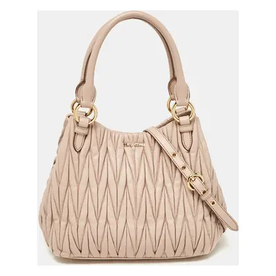 Miu Miu Beige Matelasse Leather Shoulder Bag