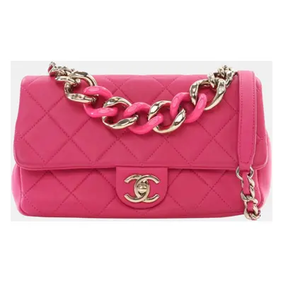 Chanel Pink Small Lambskin Elegant Chain Single Flap