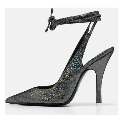 The Attico Metallic Textured Suede Venus Ankle Tie Pumps Size