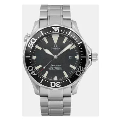 Omega Seamaster Stainless Steel Black Dial Quartz Mens Wristwatch