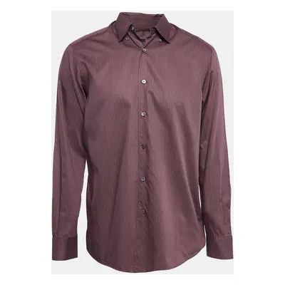 Ermenegildo Zegna Burgundy Printed Cotton Button Down Shirt