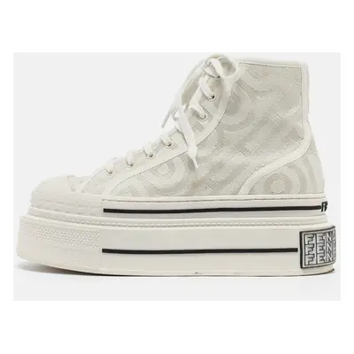 Fendi White Canvas High Top Sneakers Size