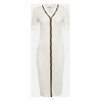 Fendi Off-White Mesh Sheer Midi Dress