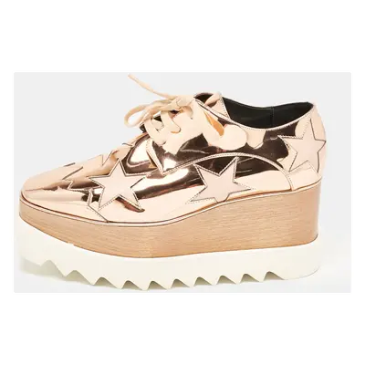 Stella McCartney Rose Gold Faux Leather Elyse Star Platform Sneakers Size