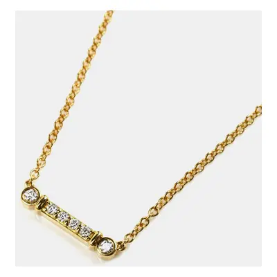 Tiffany & Co. 18K Yellow Gold and Diamond Bar Pendant Necklace