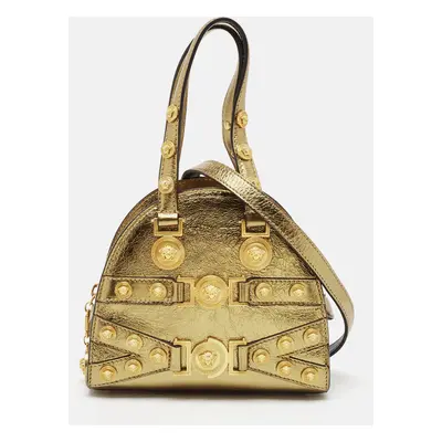 Versace Gold Leather Tribute Medallion Satchel