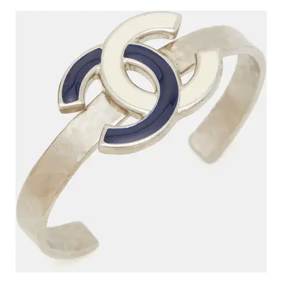 Chanel CC Enamel Silver Tone Bracelet