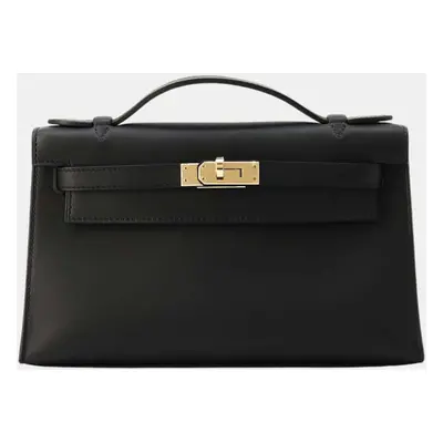 Hermes Pochette Kelly Black Swift Leather