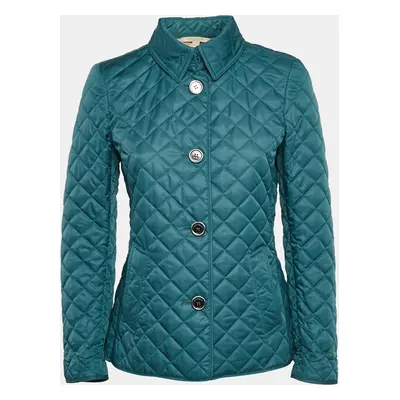 Burberry Brit Blue Quilted Gabardine Button Front Jacket