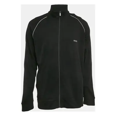 Boss Homewear Black Cotton Jersey Zip-Up Jacket