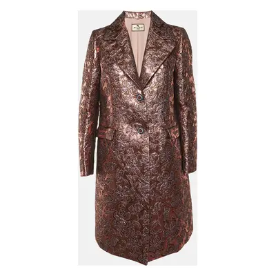 Etro Pink Floral Brocade Button Front Coat