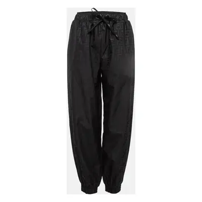 Fendi Black Monogram Printed Synthetic Elasticated Legs Trousers