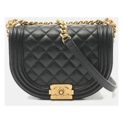 Chanel Black Caviar Leather Boy Small Shoulder Bag