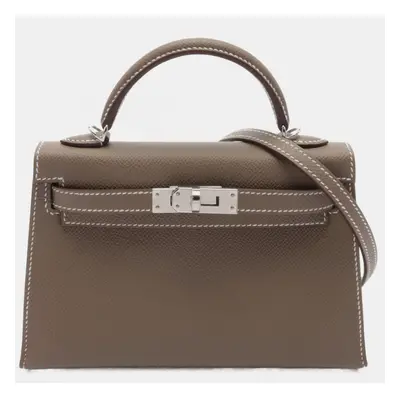 Hermes Brown Epsom Leather Mini Kelly Handbag