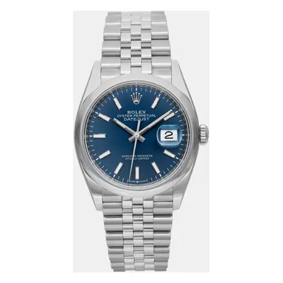 Rolex Blue Stainless Steel Datejust Men's Wristwatch mm