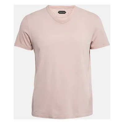 Tom Ford Pink Cotton V-Neck T-Shirt