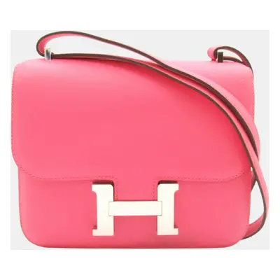 Hermes Pink Calfskin (Cowhide) Swift Leather Constance Shoulder Bag