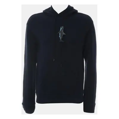 Louis Vuitton Blue Cotton SS21 Shark Embellished Hoodie