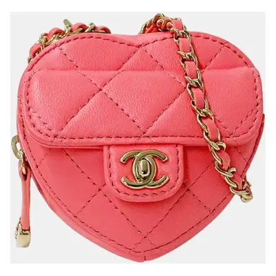 Chanel Pink Quilted Leather CC In Love Shoulder Bag