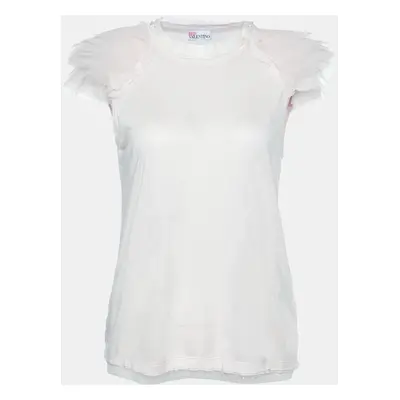 RED Valentino Pink Tulle Sleeve Jersey T-Shirt