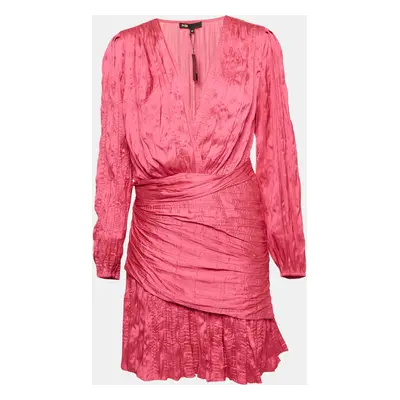 Maje Pink Crepe Draped Mini Dress