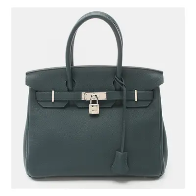 Hermes Green Togo Leather Birkin Tote Bag