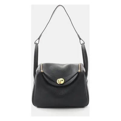 Hermes Black Leather Lindy Shoulder Bag