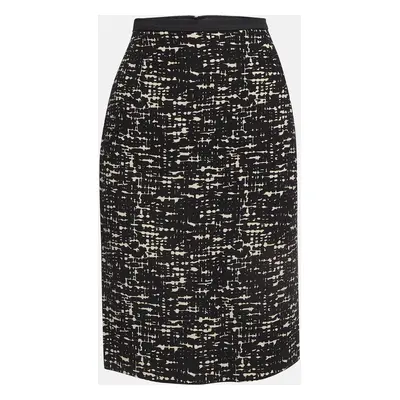 Max Mara Black Printed Wool Blend Pencil Skirt