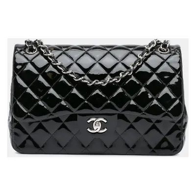 Chanel Black Patent Jumbo Classic Double Flap Bag