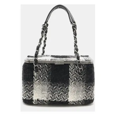 Chanel Black Canvas Tweed Vanity Handbag