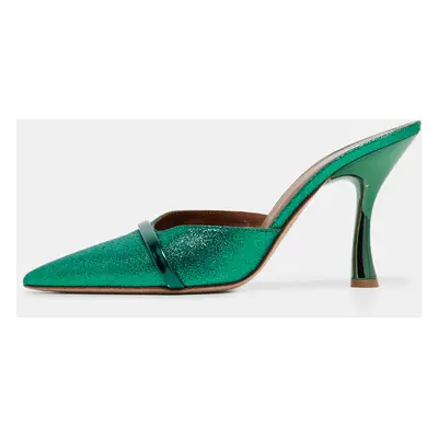 Malone Souliers Green Glitter and Leather Mules Size