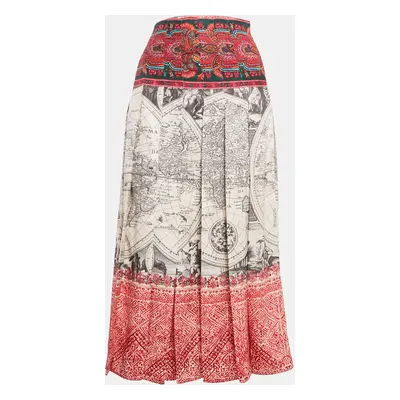 Weekend Max Mara Multicolor Printed Satin Pleated Midi Duccio Skirt